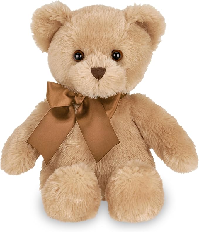 Bearington Collection Lil' Honey Cute Teddy Bear Plush - 12-Inch Brown Classic Stuffed Bear - Soft Cuddly Toy for Kids & Babies