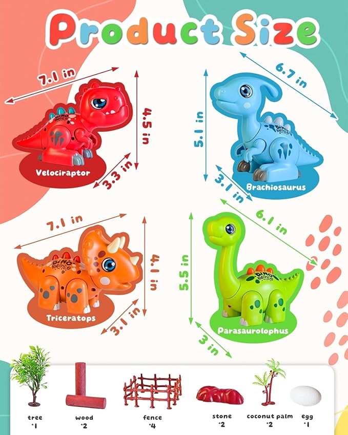 36 Pcs Interlocking Mix or Match Dinosaur Animals Toy Scenario Set, Musical Baby Toys and Light,Not Magnetic Animals for Kids 3 4 5 6