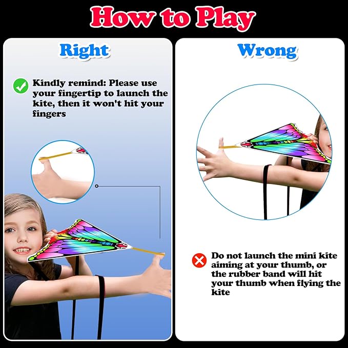 YongnKids 6 Pack/ 20 Pack Mini Kite for Boys Girls Age 3-5 4-8, Finger Launcher Kites Easy to Fly Ejection Flying Toys Kite for Kids Teens Ages Beach Park Backyard Outdoor Sports
