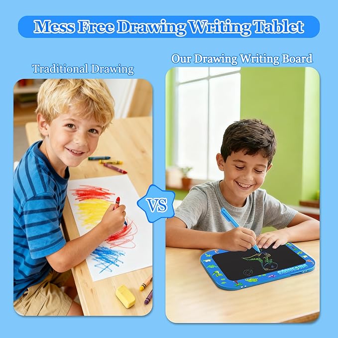 LCD Writing Tablet for Kids,12Inch Colorful Reusable Erasable Electronic Toddler Doodle Board Drawing Tablet Pads,Educational Learning Toys, Gifts for 3 4 5 6 7 8 Year Old Boys (DarkBlue-12IN)