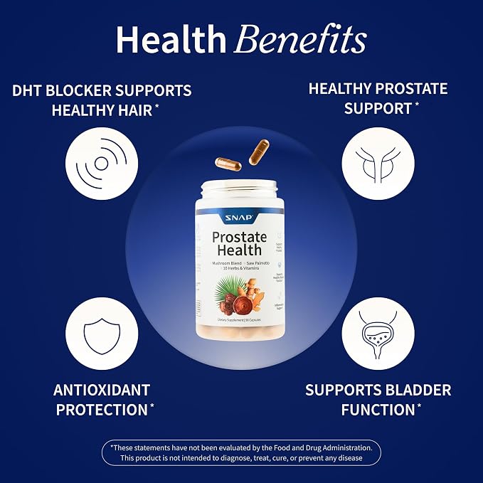 Snap Supplements Nitric Oxide Booster + Prostate Health Supplements for Men, Circulation, Stamina & Urinary Support, L-Citrulline, L-Arginine, Saw Palmetto for Men, Caffeine-Free, 90 Capsules Each