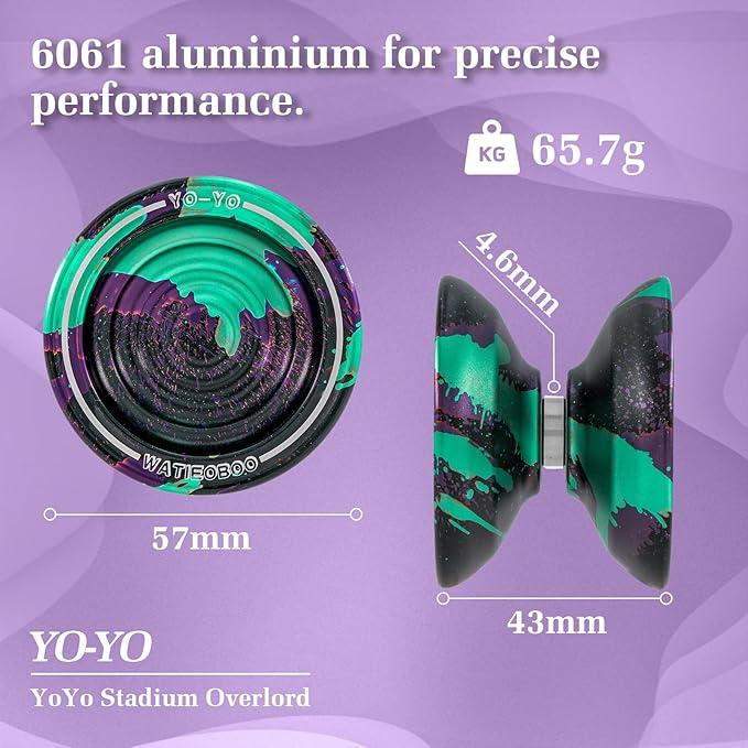 WATIEOBOO Unresponsive Metal Yoyo Professional, Replacement Responsive Ball Bearing Yoyo for Beginners, Professional Trick Yo yo for Adults with Bag, Glove and 10 Yo-yo Strings