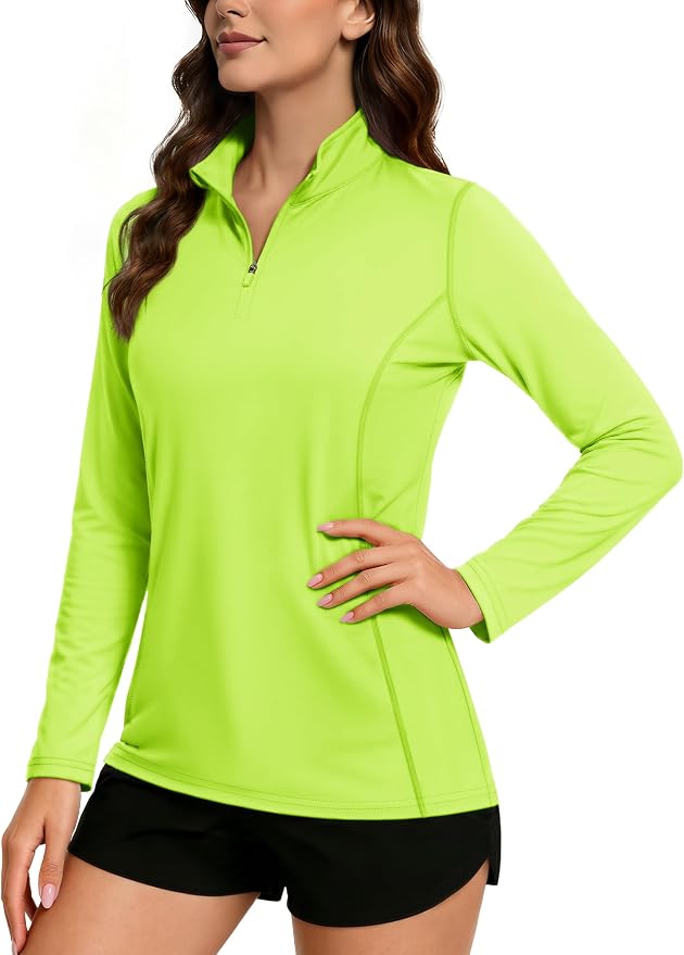 TACVASEN Women's Quarter Zip Pullover Golf Shirts UPF 50+ Long Sleeve Sun Shirts UV Protection Workout Tops
