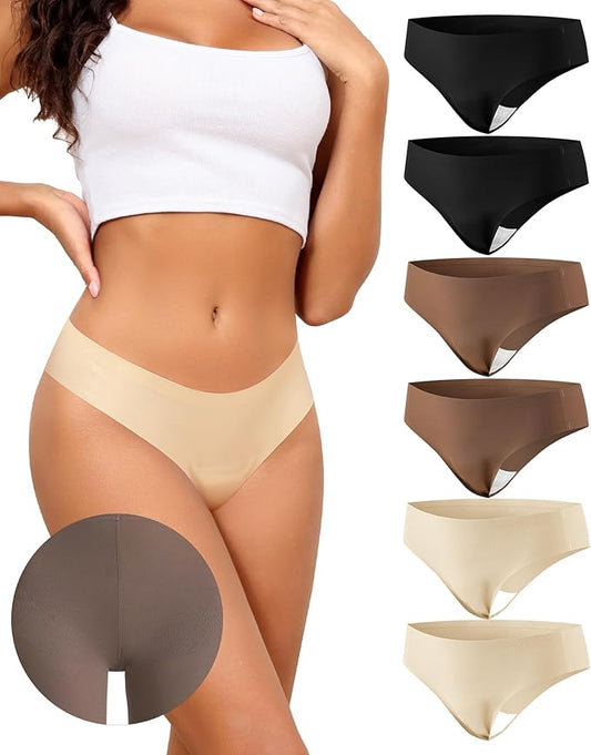 LEVAO Seamless Thongs for Women Invisible Toe Thong No Show Camel Proof Underwear Thong Panty Liners Workout G-Strings