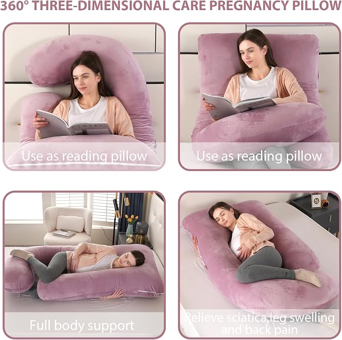 Victostar Pregnancy Pillow,57 inches U Shaped Maternity Pillow with Removable Cover Full Body Pillow Support for Back, HIPS, Legs, Belly (Cameo)