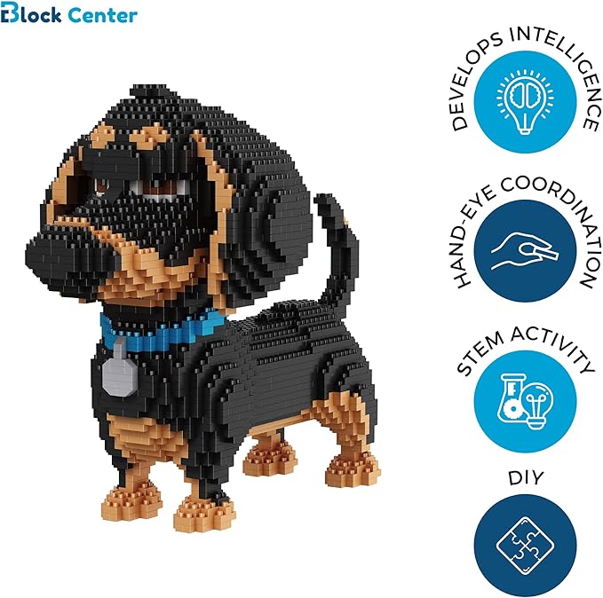 Dachshund Dog 3D Puzzle Building Block Set – 2100 Mini Bricks Kit for Adults & Kids – Creative Animal Model Gift (2025 Edition)