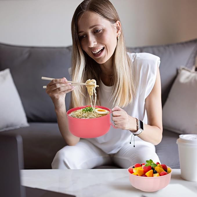 Large Ramen Bowl,40oz Ramen Noodle Bowls Microwavable, Ramen Cooker with strainer, Microwave Pasta Cooker, Gift for College Boys Girls Male Female Dorm Room Essentials Instant Lunch
