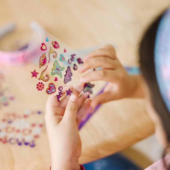 Melissa & Doug Design-Your-Own Jewelry-Making Kits - Bangles, Headbands, and Bracelets DIY Jewelry, Decorate with Stickers, Bracelet and Headband Crafting Set for Kids Ages 4+