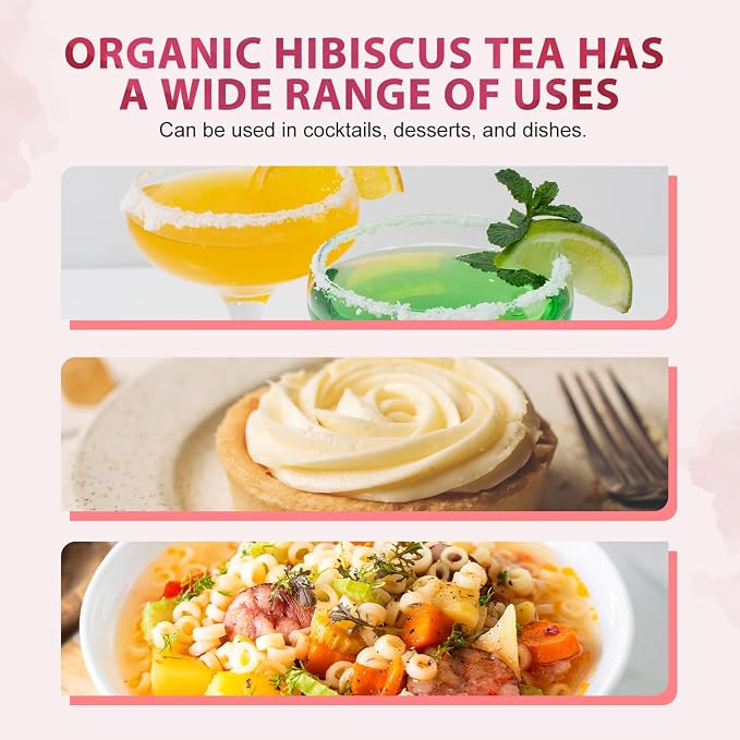 Soeos Organic Hibiscus Flower Herbal Tea, 1lb (16oz), Hibiscus Tea Loose Leaf, Bold Tart Flavor, Caffeine-Free & Naturally Refreshing, Perfect for Iced Tea, Hot Infusions, and Floral Blends