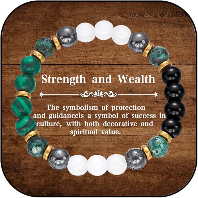 Healing Crystal Bracelet for Women Men Inspirational Bracelet Natural Stone Stretch Bracelet Spiritual Crystal Beads Bracelet Anxiety Relief Jewelry Gifts