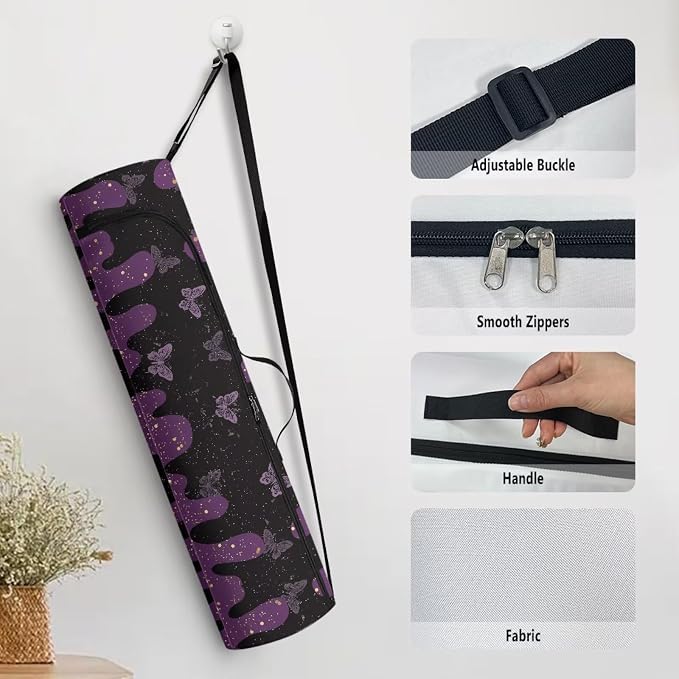 Yoga Mat Bag with Adjustable Shoulder Strap and Handle Zipper, 30in Wide x 6.3in Diameter for Yoga Mat Storage
