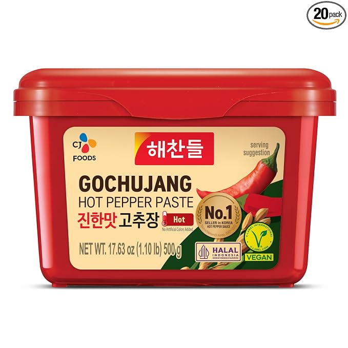 CJ Haechandle Hot Pepper Paste 500g Korean Spicy Red Chile Paste 1.1 lb., Gochujang, 17.63 Ounce