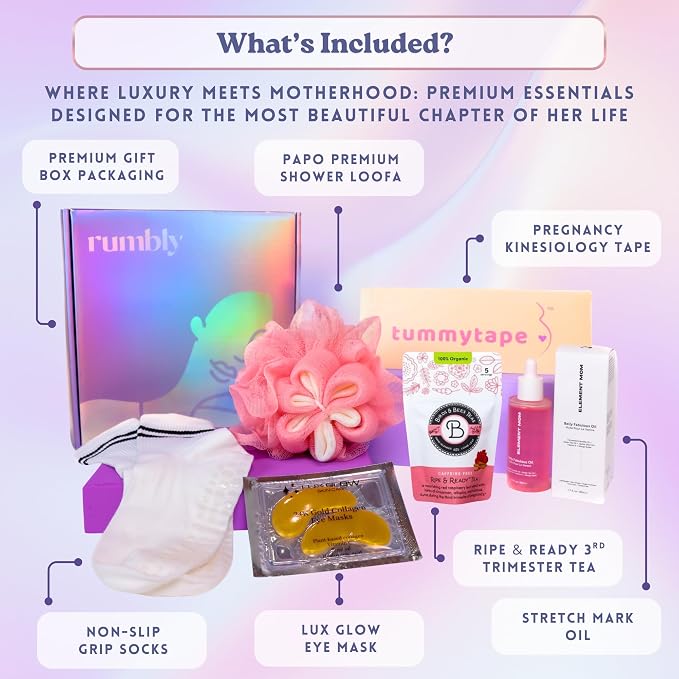 3rd Trimester Mom-to-Be Essentials Box - Pregnancy Gifts for Expecting Mom - Care Package with Essential New Mommy Items & Pregnancy Must-Haves - Third Trimester