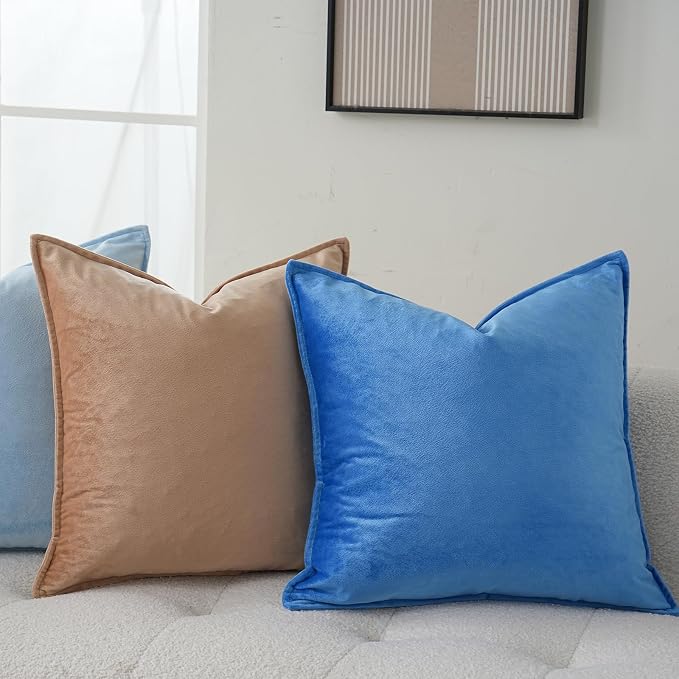 Velvet Royal Blue Throw Pillow Covers 12”x20”Pack of 2 Soft Decorative | Square Cushion Covers for Couch Sofa Bed Livingroom Car Home Decor,30x50Cm