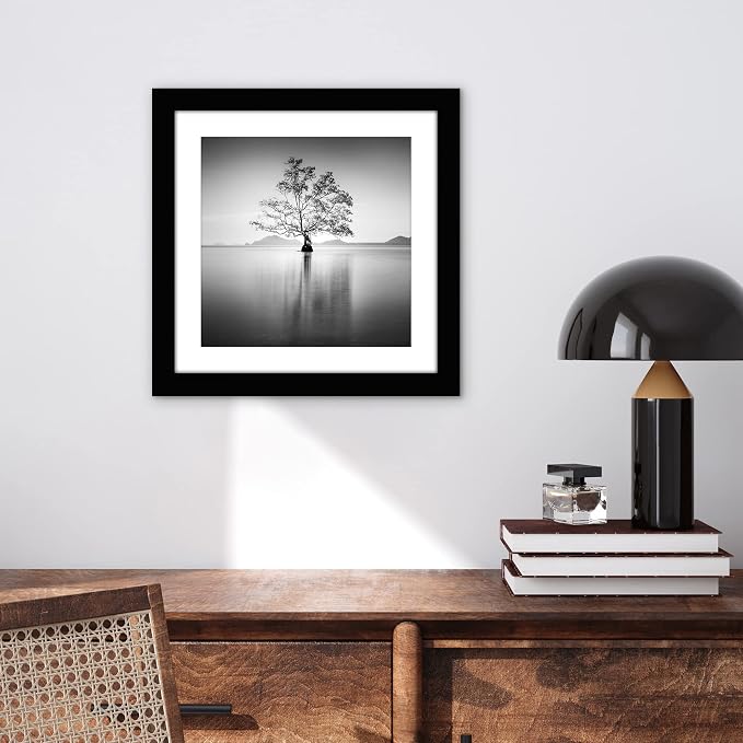 Americanflat 10x10 Picture Frame with Shatter-Resistant Glass - Use as 8x8 Frame with Mat or Display 10x10 Photo Without Mat - Signature Collection - Square Frames for Wall Display - Black | Shatter-resistant glass, sawtooth hangers included, secure tu...