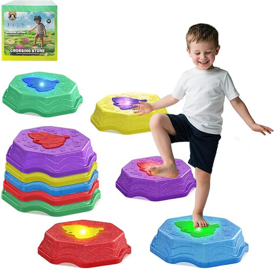 Stepping Stones for Kids with Light & Music, Indoor & Outdoor Toys for Toddlers Kids Ages 3+,Toddler Sensory Toy for Obstacle Course Coordination