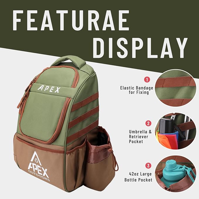 Disc Golf Bag, Large Disc Golf Backpack Holds Over 21 Discs, Durable & Lightweight with Multiple Storage Pockets