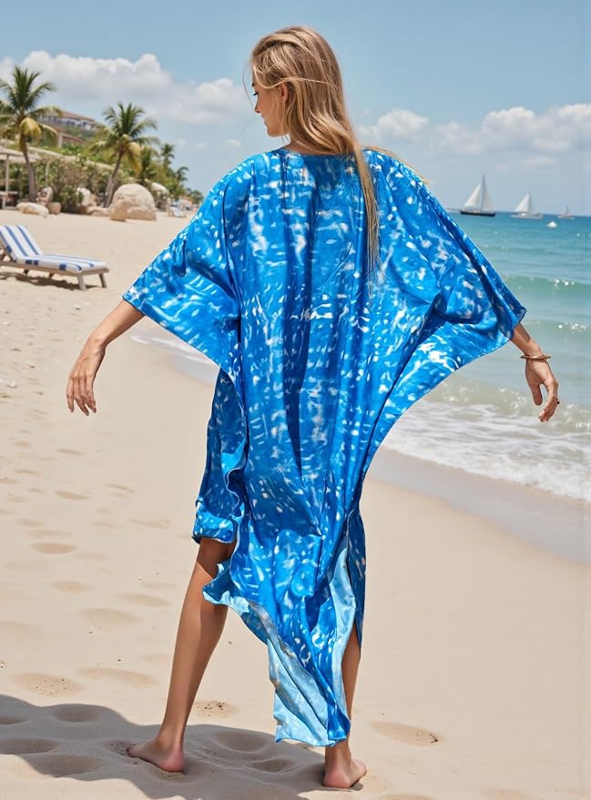 Mumu Dresses for Women Plus Size, Bohemian Kaftan Beach Cover Up Long Maxi Nightgown Soft Loungewear