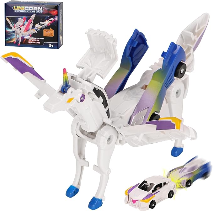Car Toy transformable Unicorn, Sports car Collision Magic Unicorn, Children's transformable car Robot Suitable for Boys and Girls