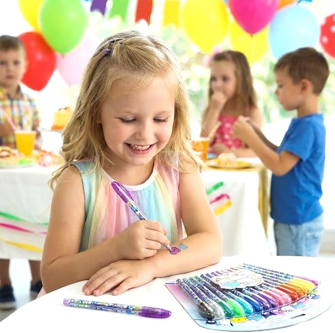 Townley Girl Hello Kitty and Friends 16 Piece Glitter Pen Body Art Set, Glittery and Bright Colors, Ages 3