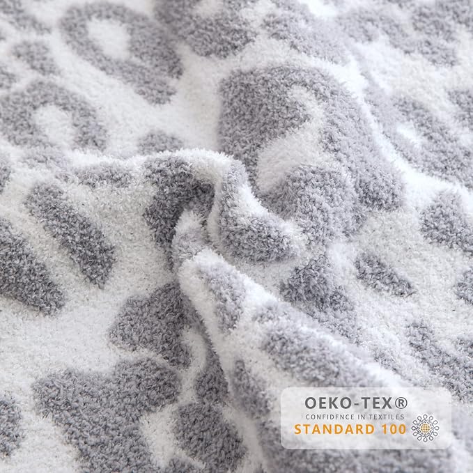 MH MYLUNE HOME Ultra Soft Leopard Throw Blanket Plush, Gray, 71"x78" | Reversible Cheetah Print Blanket, Comfy Fluffy Fuzzy Plush Blanket Throws for Couch Bed, Cozy Blankets for Women Gift