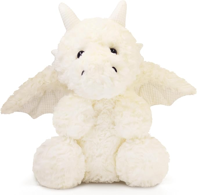 Soft Little Flying Dinosaur Stuffed Plush Pillow, Adorable White Dragon Plush Toy and Birthday Present for Kids, Adults and Collectors(White/19.7in)
