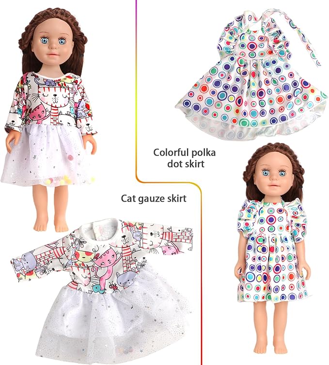 12 Pcs 18 Inch Doll Accessories,5 Sets of Clothes and 2 Pairs of Dolls Shoes (Send by Random) for 18 Inch American Doll, Best Birthday Festivals for Kid, Gril -1