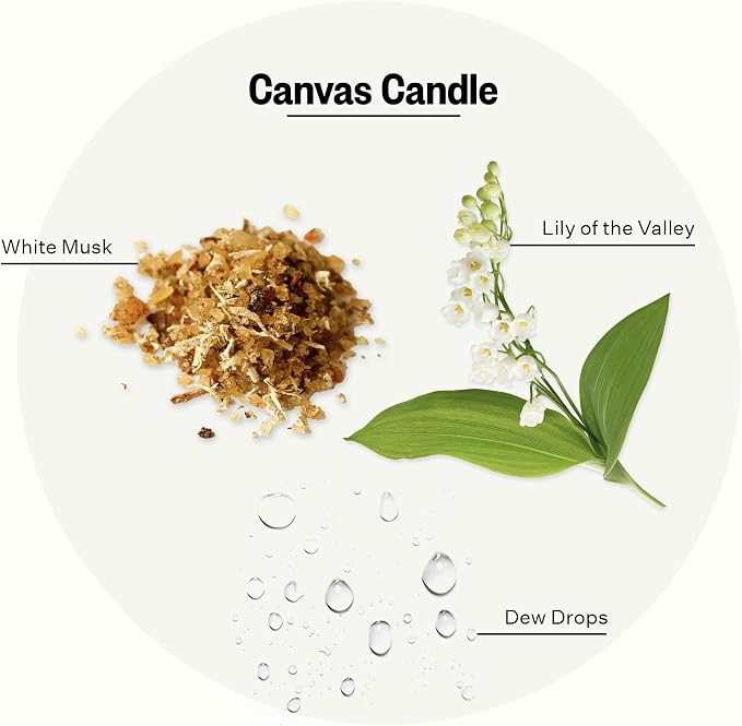 Apotheke 3-Wick Scented Candles for Home, Canvas - 26 oz Soy Wax Jar Candle Gift for Women - Long-Lasting Fragrance with Perfume-Grade Essential Oils - White Musk, Dew Drops & Lily of the Valley