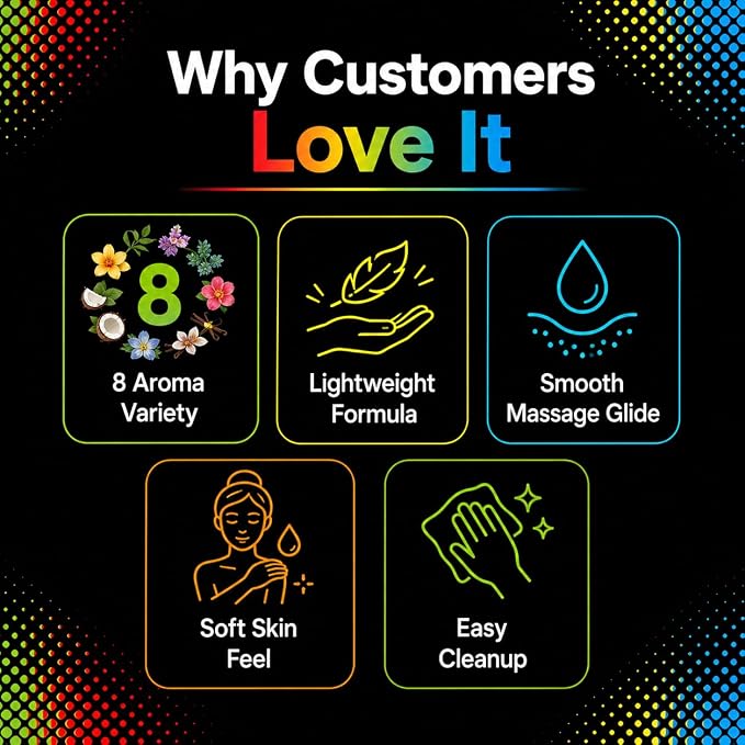 XOXO - 8 Piece Flavoured Body Massage Oils Set - Natural Pleasant Aroma for Men & Women - Quality Assurance, Nourishing & Moisturizing - 240ML/8.11 FL Oz - By Dude’s Love