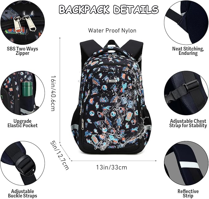 Cusangel Kids school Backpack with lunch bag for Girls,Elementary 6-10years Bookbag nylon large capacity backpack,Daypack