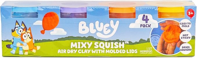 Bluey Mixy Squish Air-Dry Clay with Molded Lids, 4-Pack