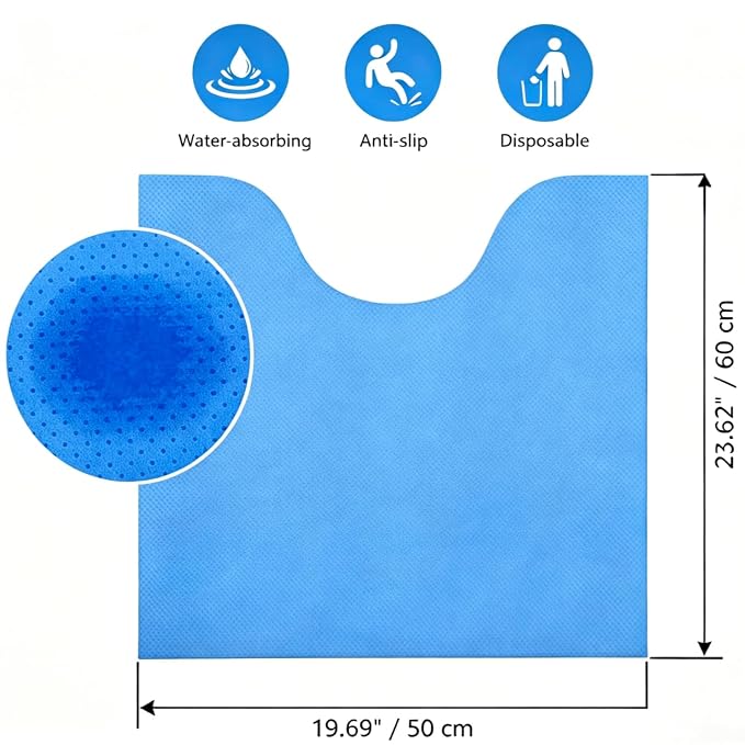 Upgraded 25 Pack Disposable Toilet Mats, Non-Slip Floor Protector from Urine, 4 Corners Adhesive, Super Absorbent Toilet Mats for Bathroom, Potty Training, Elderly, Travel, RV, Family, Pet Use