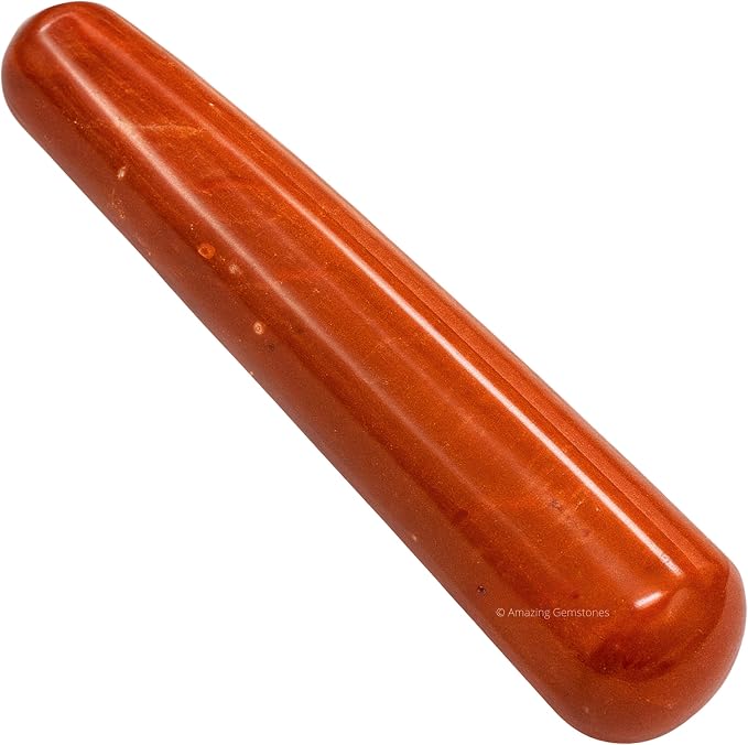 Amazing Gemstone Red Jasper Crystal Wand Massage Stick - Pelvic Wand Gua Sha for Adults - Crystals and Healing Stones Massage Wands for Adults Gifts (Smooth)