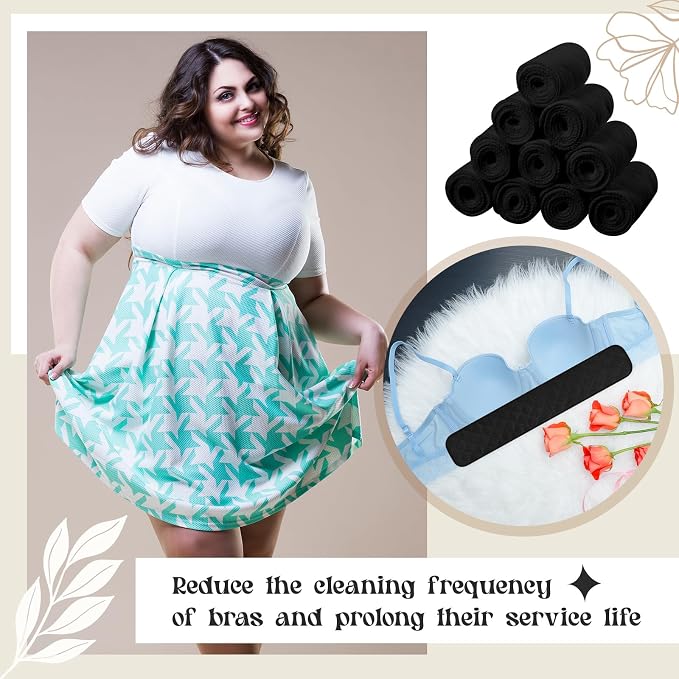 Toulite 10 Pcs Reusable Bra Liners for Sweat, 3 Layer Bra Sweat Pads, Soft Cotton Outer Layer with Polyester Fiber Core