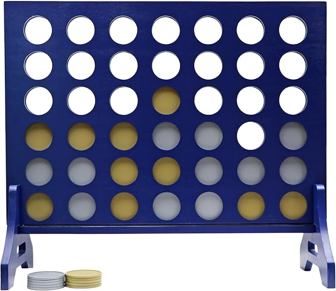 Tailgating Pros Premium Navy Giant Four in a Row with Carrying Case - Jumbo Oversized Outdoor Yard Game - Connect Multiple Pucks in a Row to Win - Many Puck Colors Available!