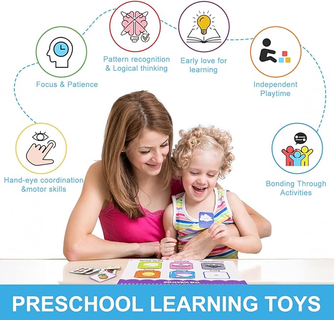 Toddler Books Educational Learning Toys for for 2+ 3 4 Year Old - Pre-Assembled Stickers & Reusable Activities Homeschool - Birthday Gifts for Girls Boys Ages 3 and Up - Toddler for Kid