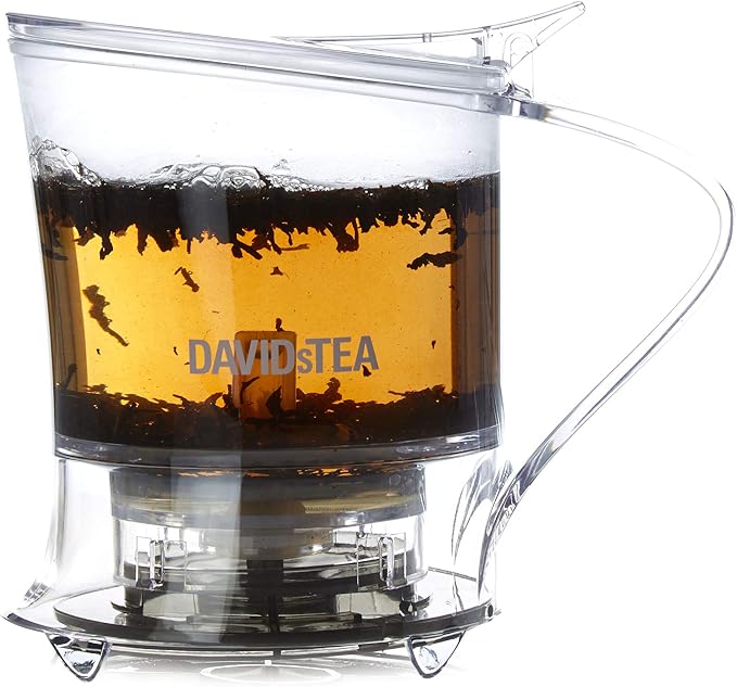 DAVIDsTEA 16 oz Bottom‑Dispensing Tea Steeper with Fine Nylon Infuser – BPA‑Free Tritan, Drip‑Free Loose Leaf Tea Maker (Hot & Iced)