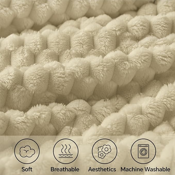 BEDELITE Almond Throw Blanket for Couch, Soft Cozy Gifts for Women, 50 * 60 | 3D Jacquard Decorative Fleece Blanket, Super Soft Plush Throws, Cute Birthday Gift for Women & Men, Suitable for All Seasons