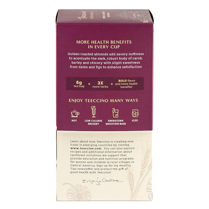 Teeccino Gingerbread Chicory Coffee Alternative - Holiday Dessert Beverage That’s Prebiotic, Caffeine-Free & Acid Free, Medium Roast, 25 Tea Bags