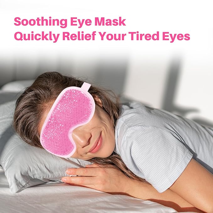 Permotary 2 Pack Gel Ice Eye Mask Cold Therapy Cooling Eye Mask for Relaxtion,Puffy Eyes Relief Reusable Cold & Warm Compress for Puffiness,Dry Eyes,Headaches,Migraines,Stress Relief,Post Surgery