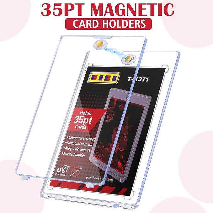 20ct Magnetic Card Holders for Trading, 35pt Hard Cards Sleeves Case, One Touch Card Holder Fit for MTG，Sports, Baseball, Game, Toploaders, Standard Cards Display