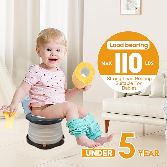 SunnySmile Portable Potty Cute Puppy Design, Portable Toddler Toilet with 45 Disposable Bags, Foldable Toddler Travel Potty for Camping, Road Trips & Car Toilet for Kids
