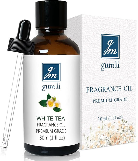 GM Gumili White Tea Fragrance Oil, Perfume Oil, Home Scent Oils for Soaps, Candle Making, Dryer Balls, Diffusers, Laundry, Slime -1 oz /30ml