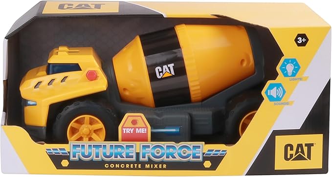 CAT Construction Toys, Future Force Cement Mixer Toy, with Lights and Sounds, Ages 3+ Yellow - Electro-Power Sounds, Next-Gen Glow Effects, Articulated Features - Indoor/Outdoor Play!