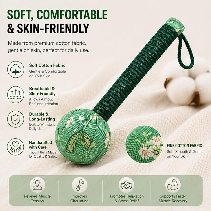 Mugwort Massage Hammer, Manual Percussion Massage Tool, Handheld Back Massager for Muscle Relaxation, Shoulder & Full Body Recovery, Easy Self Massage, Portable Home Use