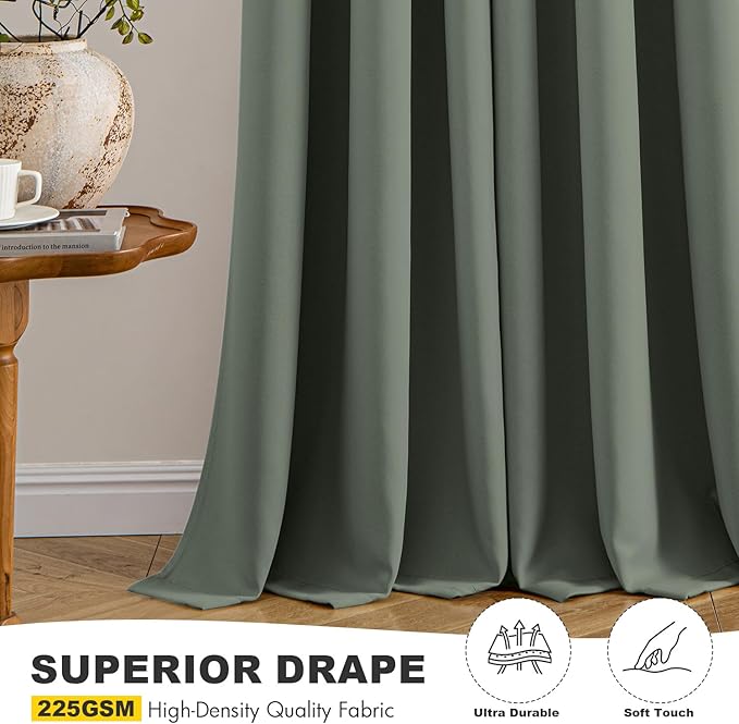 MIULEE Blackout Curtains for Bedroom 2 Panel 40 x 54 Inch Long Dark Mallard | Thermal Insulated, Living Room Darkening Grommet Drapes, Noise Reducing, Light Blocking Window Treatments