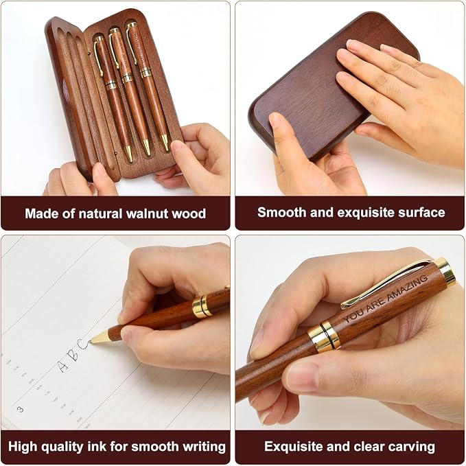 Renawe Luxury Wooden Pen Set Thank You Gifts for Women Men Friends Cool Teacher Boss Appreciation Gift for Female Coworkers Nice Engraved Pens Gifts Office Business Pens Work Employee Gratitude Gift