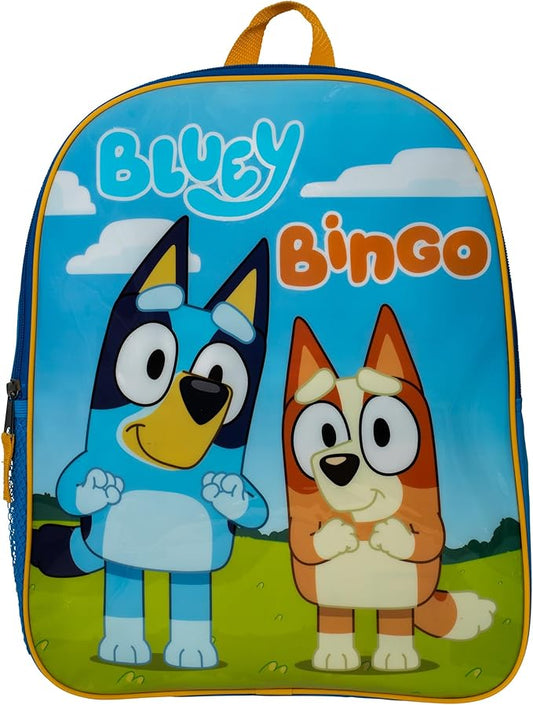 AI ACCESSORY INNOVATIONS Bluey & Bingo Kids Backpack, 15" Girls & Boys School Bag, Blue