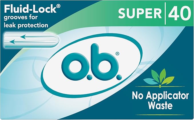 o.b. Tampons No Applicator, Fragrance-Free - 40ct | Applicator-Free Tampons Super, Feminine Care, ob Tampon Super, Period Products