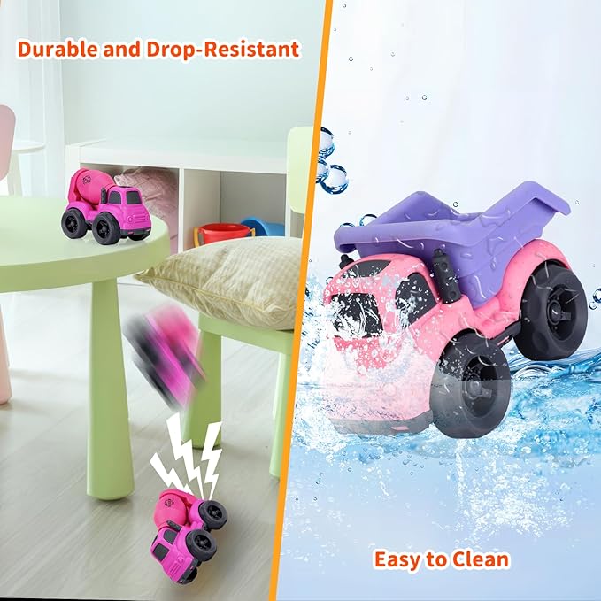 Toddler Toys for 2 Year Old Girl, Dump Truck Toys and Mixer Cement, BPA Free, Phthalates Free, PVC, Outdoor Toys for Toddlers 2-3, Ideal Toy Cars for 2 3 4 Year Old Girls Christmas Birthday Gift